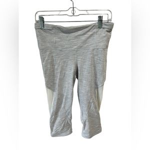 Lululemon White and Grey Cropped Legging with Mesh Panel Size 8